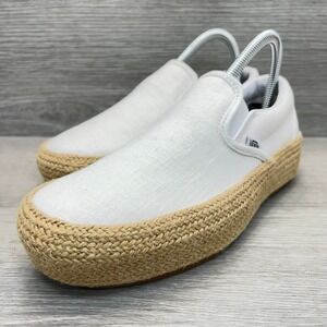 Vans Linen Slip-On Platform Espadrille SF Women's Size 7 Shoes True White NWOB